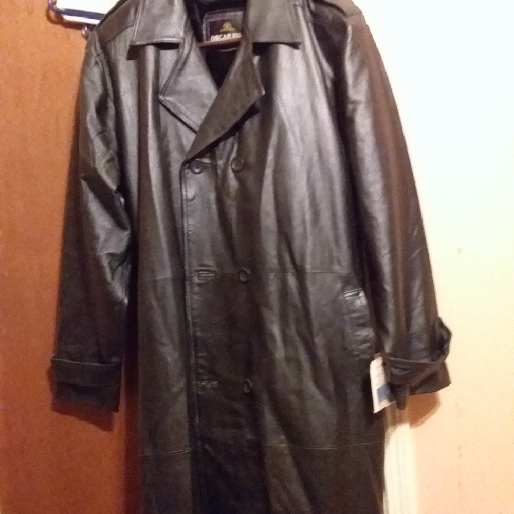 Full length leather coat